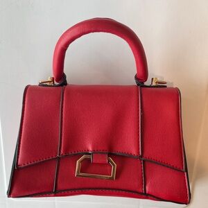 Red Structured Top-Handle Women's Bag